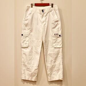 Vintage Ralph Lauren white Cargo Pants Womens 10 Military Utility pockets buckle